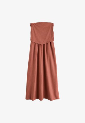 Next, REGULAR FIT - BRODERIE JERSEY HANKY HEM BANDEAU MIDI DRESS - Maxi šaty - rust