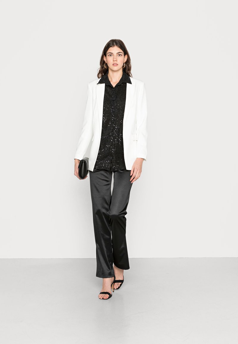 Nly By Nelly Bling Me Sequin Button Down Blouse Black Zalando Co Uk