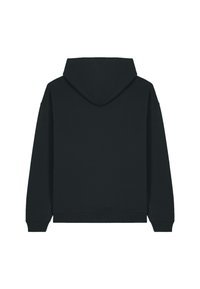 Felpa nera con cappuccio, dal tessuto morbido, caratterizzata da una vestibilità standard, polsini a costine e un orlo per una maggiore struttura.