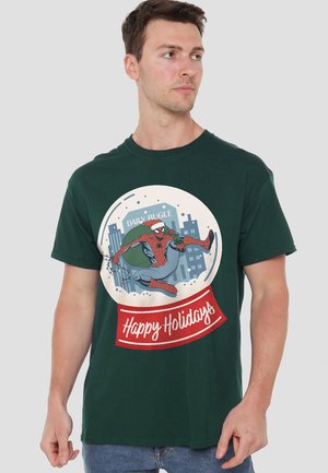 SPIDERMAN RETRO NEW YORK HAPPY HOLIDAYS - Print T-shirt - dark green