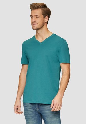 MIT LOGO UND V-AUSSCHNITT - T-Shirt basic - petrol