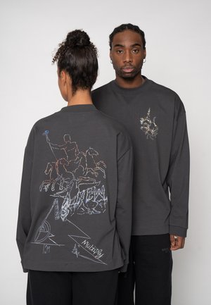 OVERSIZE LONGSLEEVE HORSE SKETCH - Bluză cu mânecă lungă - black soda washed