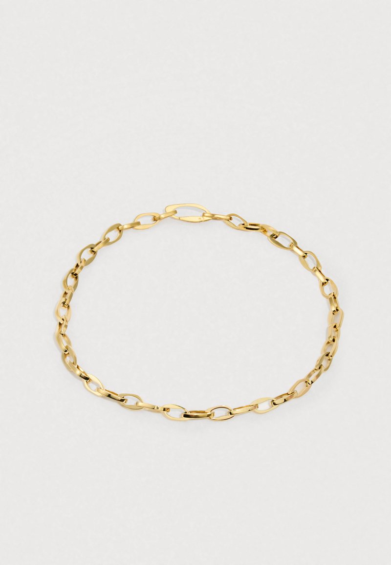 Brăţară din aur cu linkuri de forme ovale, suprafaţă netedă, finisaj uniform şi un design uşor.