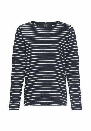 camel active, JERSEYSHIRT MIT SEITENSCHLITZEN - Langærmet T-shirt - night blue with milk