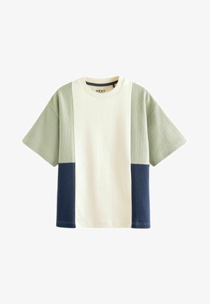 Next SHORT SLEEVE REGULAR FIT - Apdrukāts T-krekls - green ecru