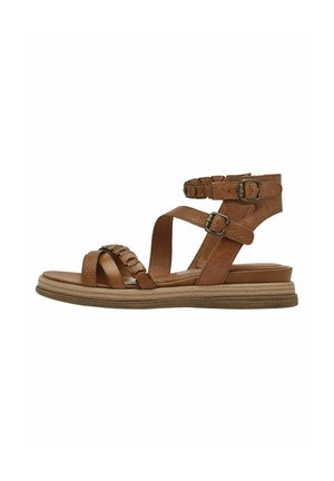 Sandalen met plateauzool - cognac