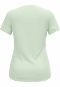 Light green short-sleeve t-shirt with a smooth texture and a rounded neckline. The fabric has a subtle, fine pattern.