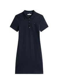 Námořnické polo šaty s krátkým rukávem, límečkem, pěticí knoflíků vpředu a malým logem na levé části hrudi. Hladká bavlněná tkanina.