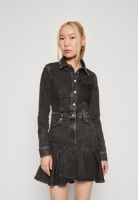 Karl Lagerfeld Jeans - RUFFLED HEM DRESS - Denim dress - washed grey Thumbnail Image 1