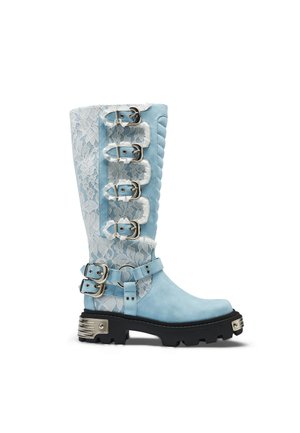 Koi Footwear JAZMIN BEAN X INSIDE LACE PLATFORM LONG BOOTS - Cizme cowboy/biker - blue