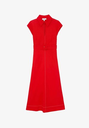 Reiss, REGULAR FIT - SLOANE COLLARED BELTED MIDI DRESS . - Skjortekjole - red