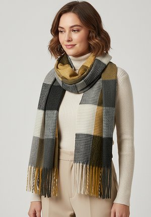 Faera, MODISCHER SCHAL MIT FRANSEN UND GEOMETRISCHEM MUSTER LEICHT - Scarf - anthrazit