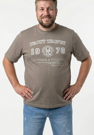 Men Plus MEN+ T-SHIRT, HALBARM, BRUSTPRINT, BIS 8 XL - T-Shirt print - light brown