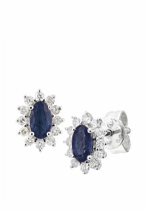 SAPPHIRE AND OVAL CLUSTER STUD - Kõrvarõngad - white gold-coloured