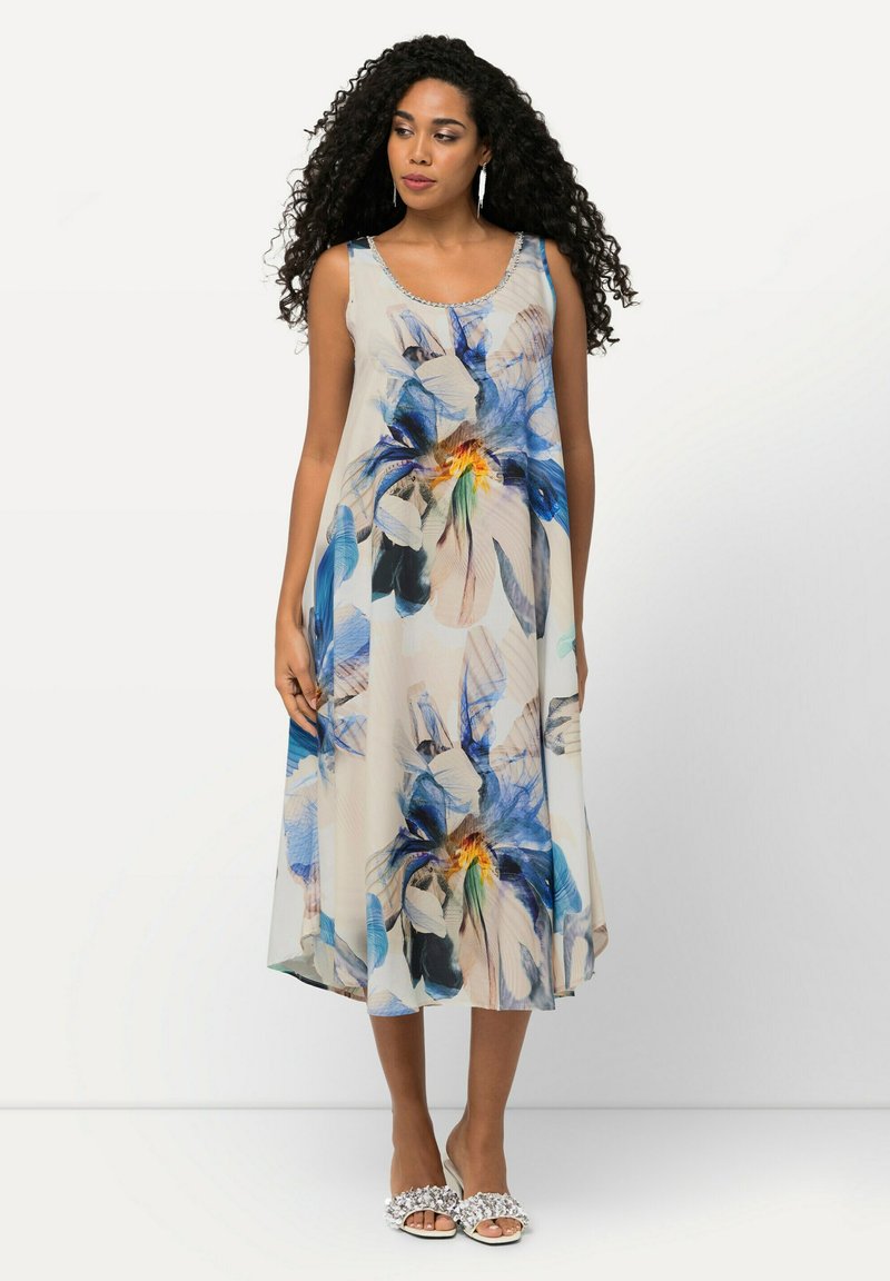 Robe Fantaisie Sans Manches Motys Collection - Taille 38, Blanc Cassé