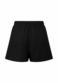 Shorts noirs en matériau léger, avec une taille élastique, une coupe ample et une surface légèrement texturée, sans motifs ni accents.