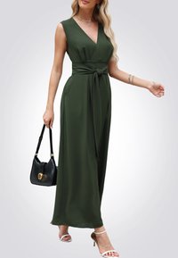 Cupshe SURPLICE WIDE LEG BELTED  - Jumpsuit - olive