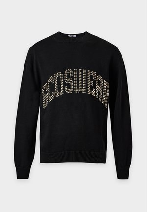 GCDS, STUDDED LOGO CREW NECK - Пуловер - black/silver-coloured