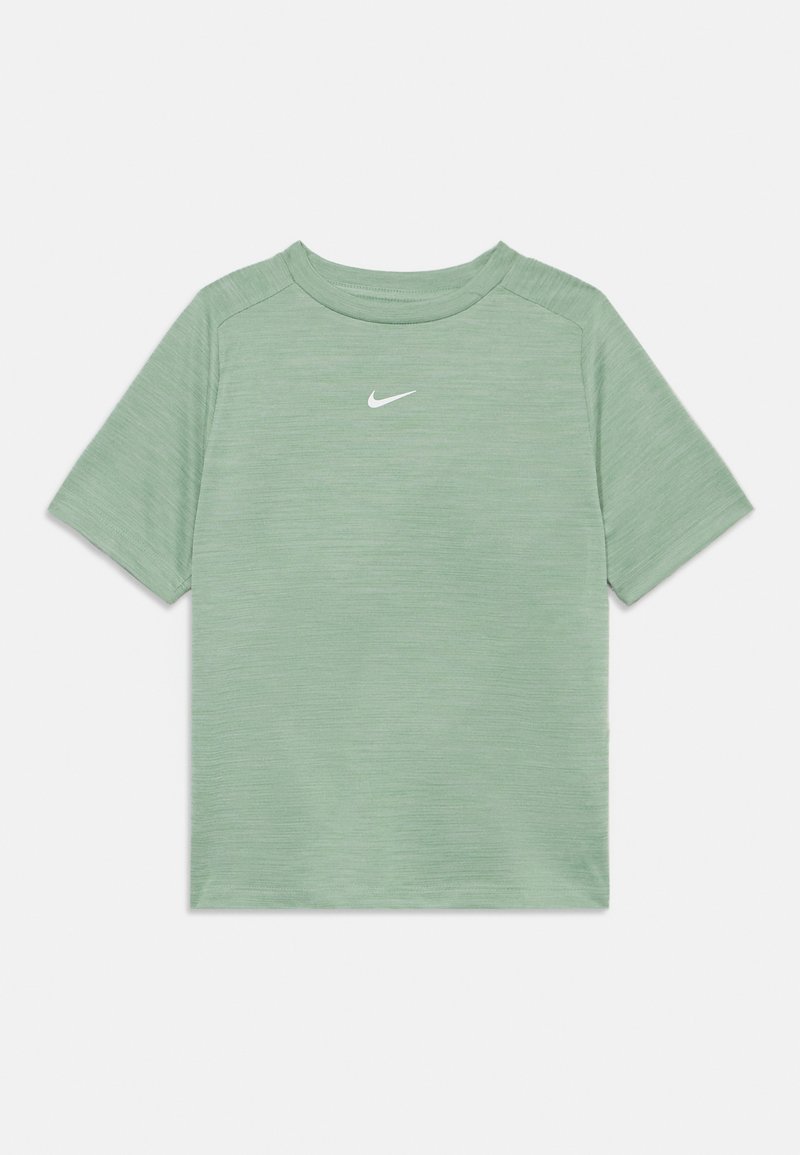 Svetlozelené tričko s krátkym rukávom vyrobené z mäkkého materiálu. Má rebrovaný okrúhly výstrih a biele logo Nike na hrudi.