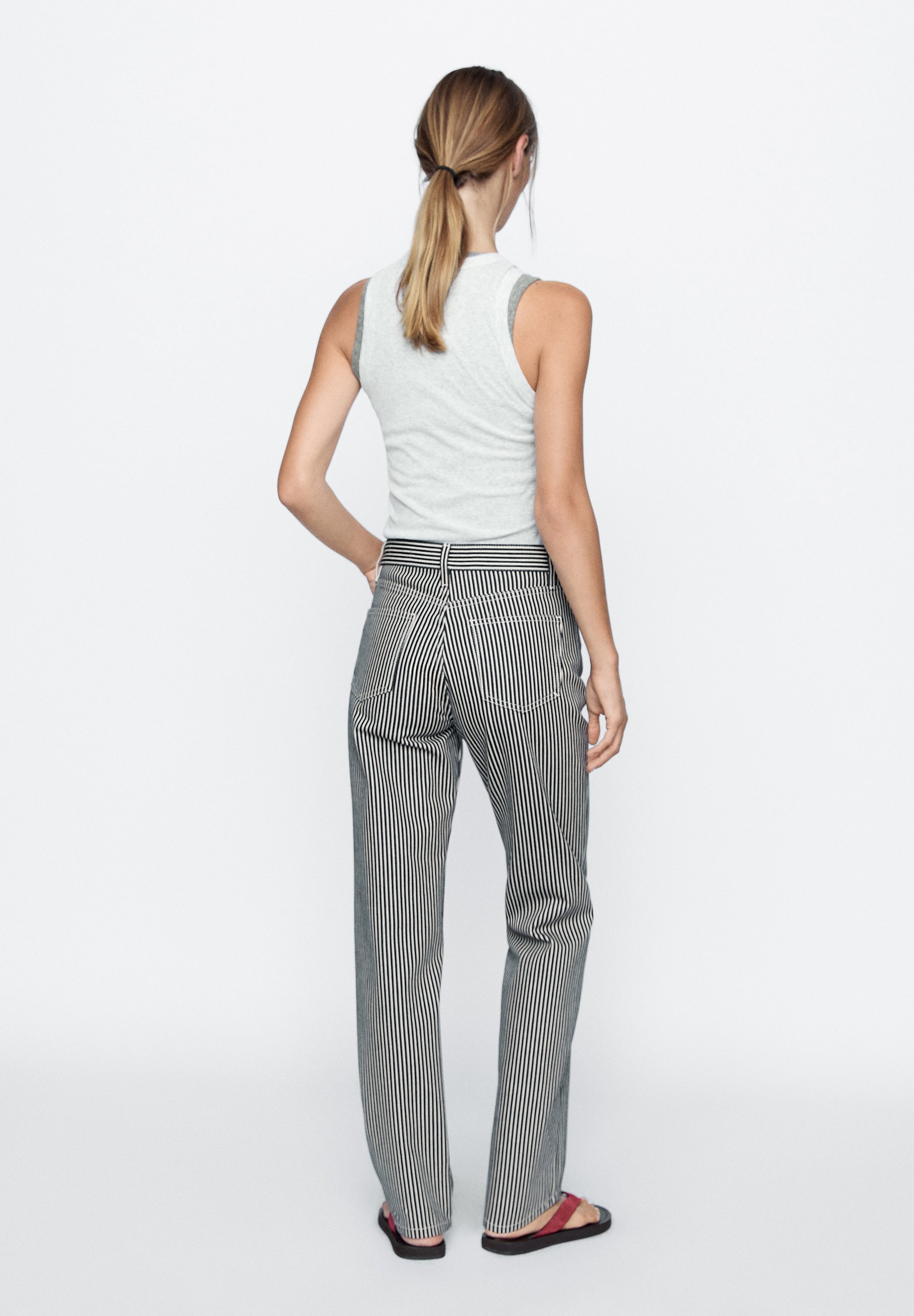 Massimo Dutti STRIPED LOW-RISE STRAIGHT-LEG - Jeans a