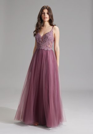 HEY KYLA - CORSAGE DRESS WITH TRANSPARENT LACE EMBROIDERY - Abito da sera - purple