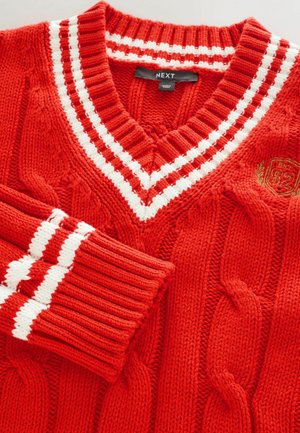 Next, CABLE V-NECK - Pullover - red tipped