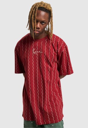 SMALL SIGNATURE ZICZAC PINSTRIPE - T-shirt con stampa - darkred offwhite