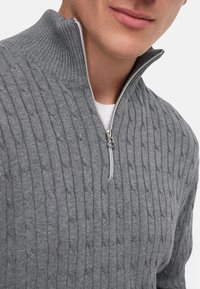 Kronstadt CABLE HALF-ZIP - Pulóver - lt grey mix