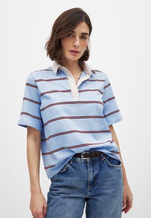 NA-KD, SHORT SLEEVE COLLAR  - Polosärk - blue stripe