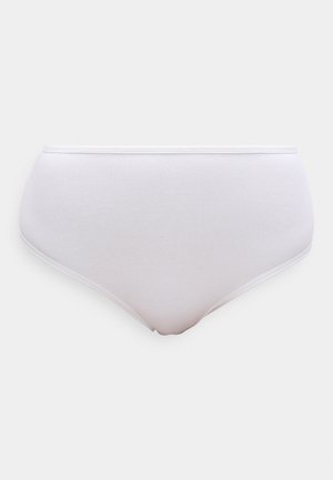 Culottes taille haute en coton blanc avec une texture côtelée et une taille élastique. Design simple sans motifs ni accents supplémentaires.