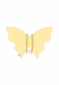Žlté krídla motýľa vyrobené z jemnej tkaniny, so zapínaním na zlaté pásiky na nosenie a prošívaným vzorom. Obsahujú štítok s pokynmi na starostlivosť.