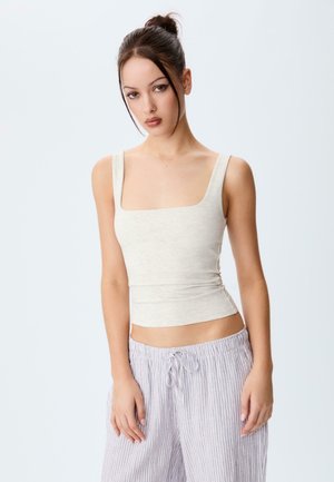 WITH A SQUARE-CUT NECKLINE - Top - grey