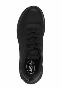 Chaussure de sport noire avec une tige en mesh texturé, au design épuré, bout rond et lacets. Elle dispose d'une semelle intérieure rembourrée et d'une semelle en caoutchouc.