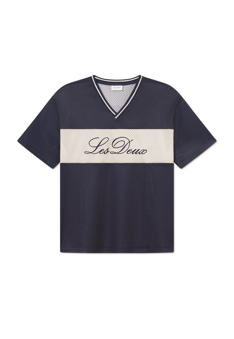 Les Deux T-shirt print donkerblauw
