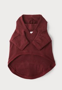 Bourgondische hoodie van zacht materiaal, met een v-hals, lange mouwen, een kangoeroezak en een gebogen zoomontwerp.