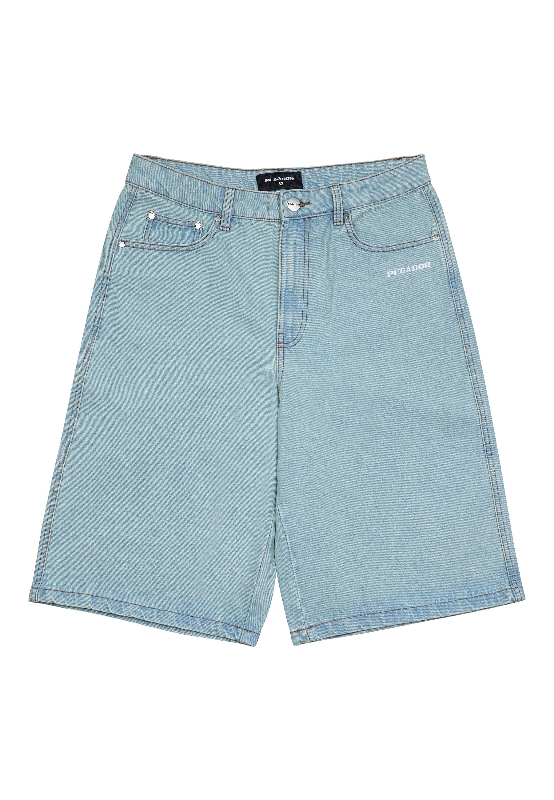 Pegador KOLAR JORTS - Denim shorts - sand washed blue/blue