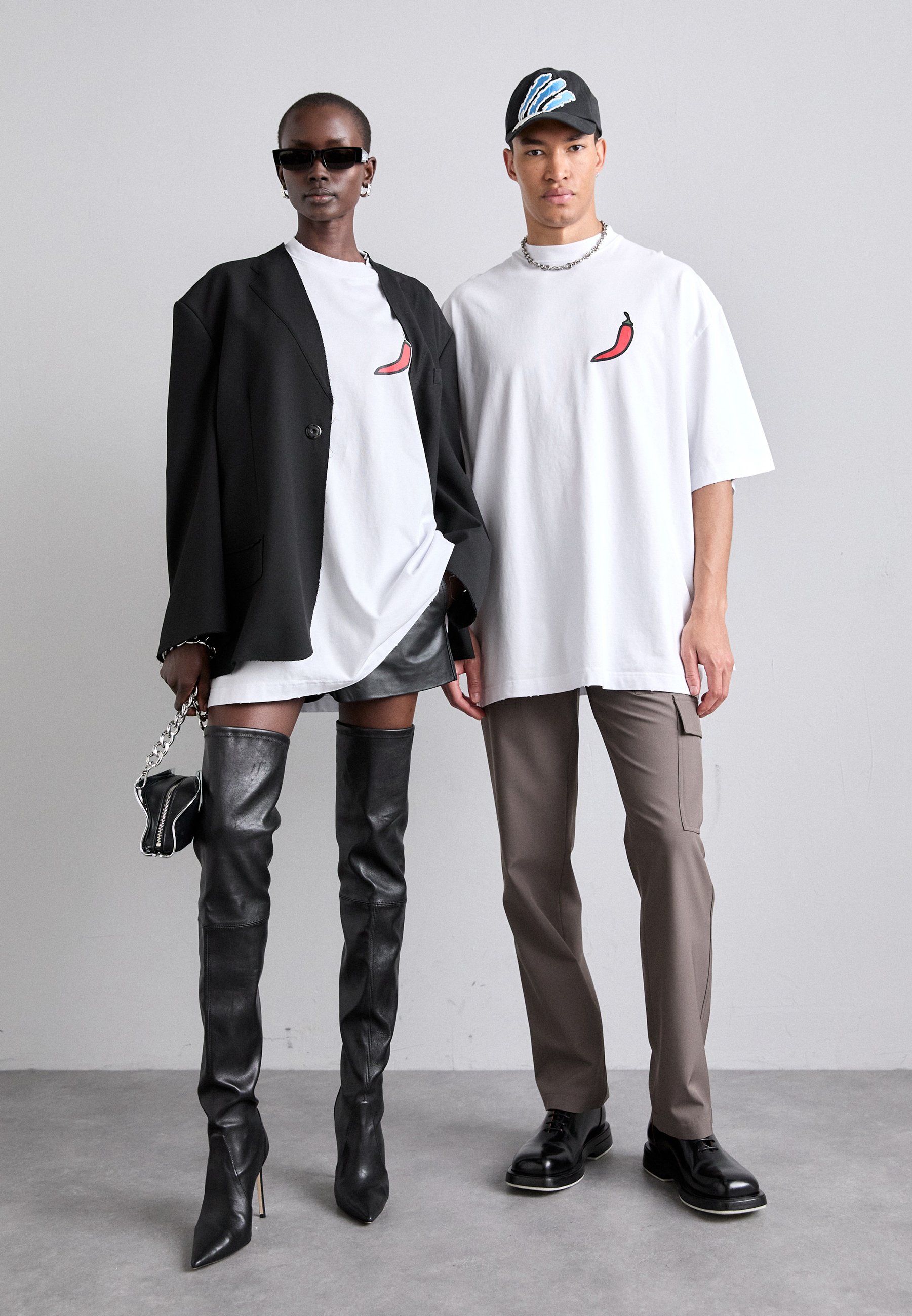 ★032c★ U ON FIRE OVERSIZED TSHIRT WHITE ON FIRE