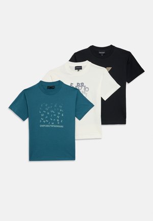 3 PACK - T-shirt estampada - blue navy/off white/ mallard blue