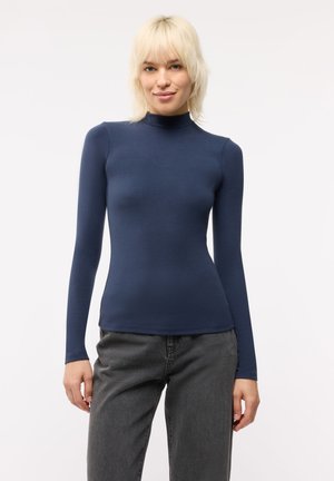 Terranova, T-SHIRT CON COLLO LUPETTO TINTA UNITA - Maglietta a manica lunga - blu scuro
