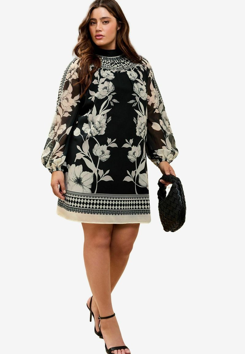 Lipsy PLUS SIZE FIT FLORAL BORDER - Päevakleit - monochrome