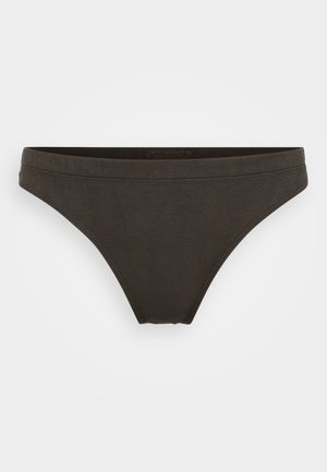 Tumma vihreä puuvillabikinihousu yksinkertaisella muotoilulla, jossa on sileä rakenne ja vähäiset ompeluyksityiskohdat vyötäröllä ja reunoissa.