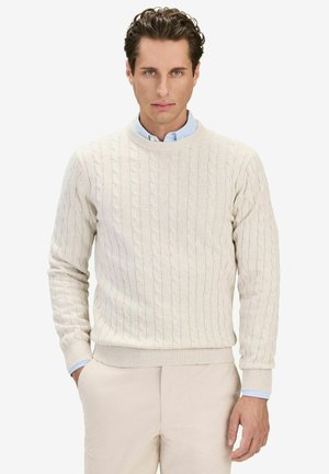 CABLE CREW NECK HAIDAR - Striktrøje - cream