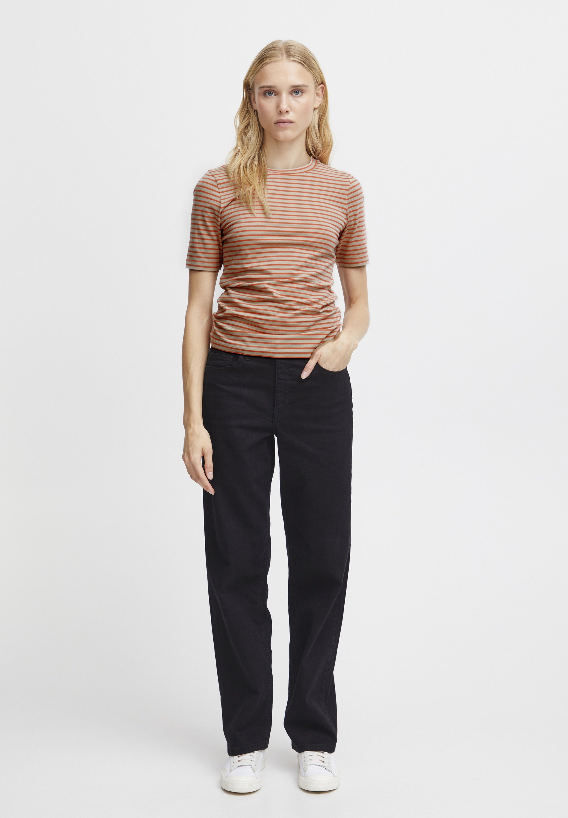 売れ筋商品|||イチ Tシャツ レディース トップス IHMIRA - Print T-shirt - hot coral stripe ICHI IHMIRA - T-Shirt print - hot coral stripe/rot - Zalando.at