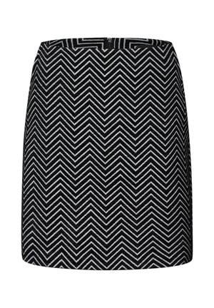 Svart och vit chevronmönstrad tight kjol med rak skärning och diskret dragkedja på bak sidan. Tillverkad av texturerat tyg.