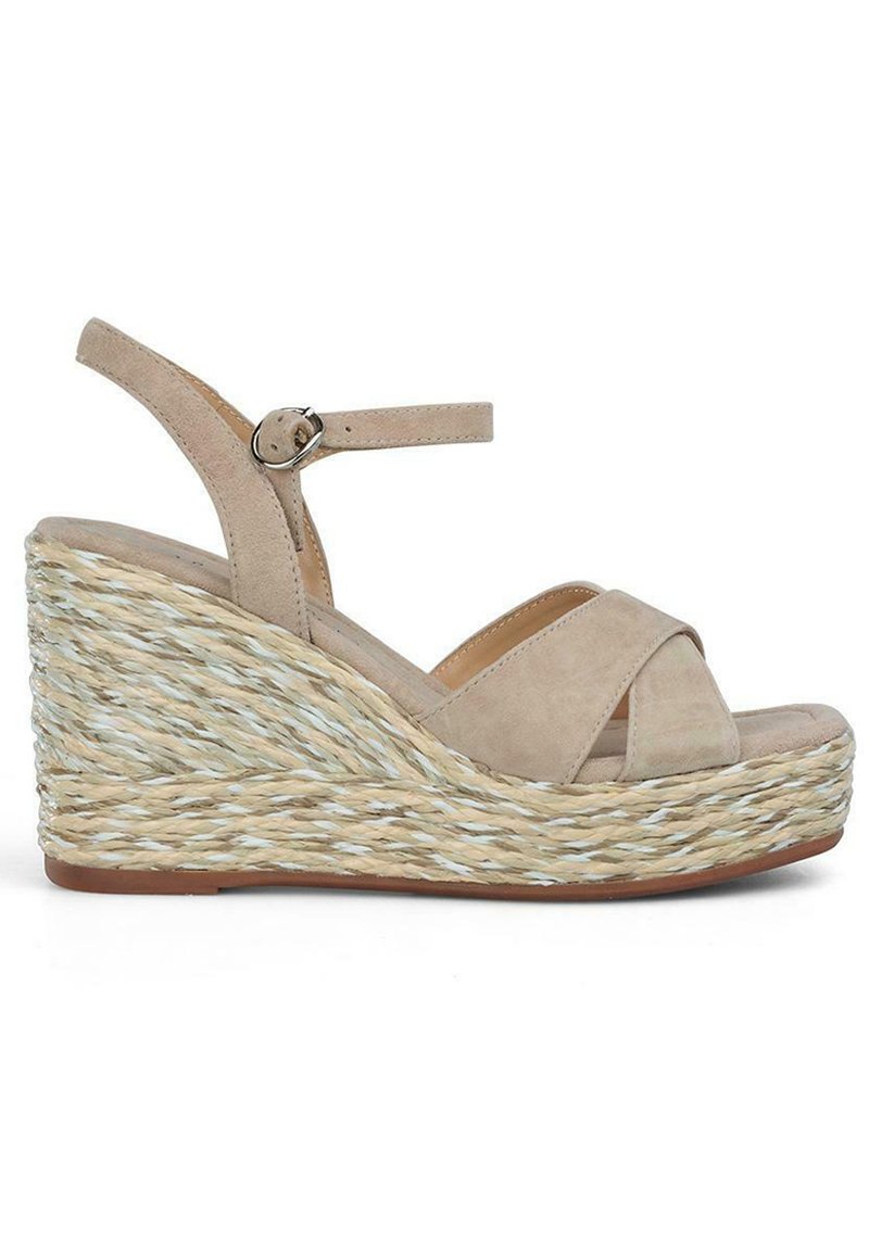 Alma en Pena Sandalen met sleehak zandkleur Alma en Pena Sandalen met sleehak zandkleur