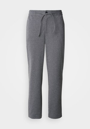 Gray sweatpants made of soft fabric, featuring a drawstring waistband, straight legs, and a simple, unembellished design.
