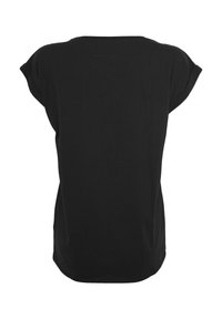Sort kortærmet t-shirt i blød bomuld, med rund halsudskæring og en let afslappet pasform samt en rundet søm bagpå.