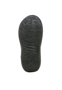 Semelle en caoutchouc noir avec un motif texturé comportant des dessins circulaires et ondulés. Léger et flexible, conçu pour le confort et l'adhérence.