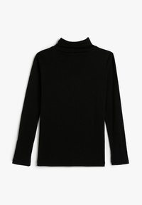 Zwarte lange mouw turtleneck top van ribstof, met een slim-fit ontwerp en een hoge kraag, met lange mouwen.