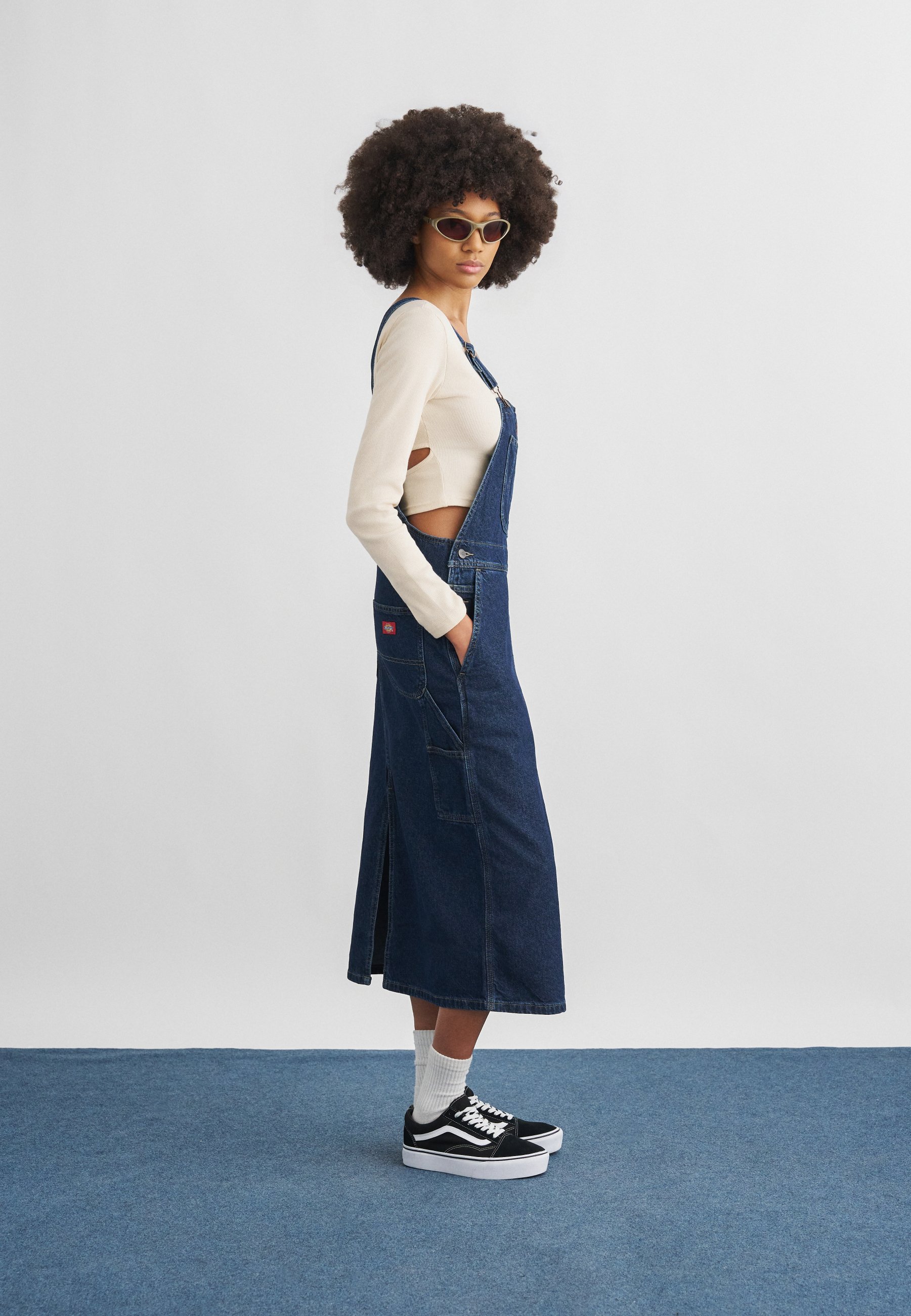Dickies BIB DRESS - Denim dress - dark blue denim/dark-blue denim